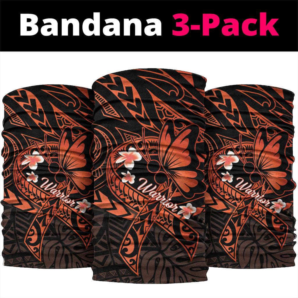 Polynesia Leukemia Awareness Month Neck Gaiter Warrior Butterfly Polynesian Orange Ribbon LT14 package One Size: 25*50cm Orange - Polynesian Pride