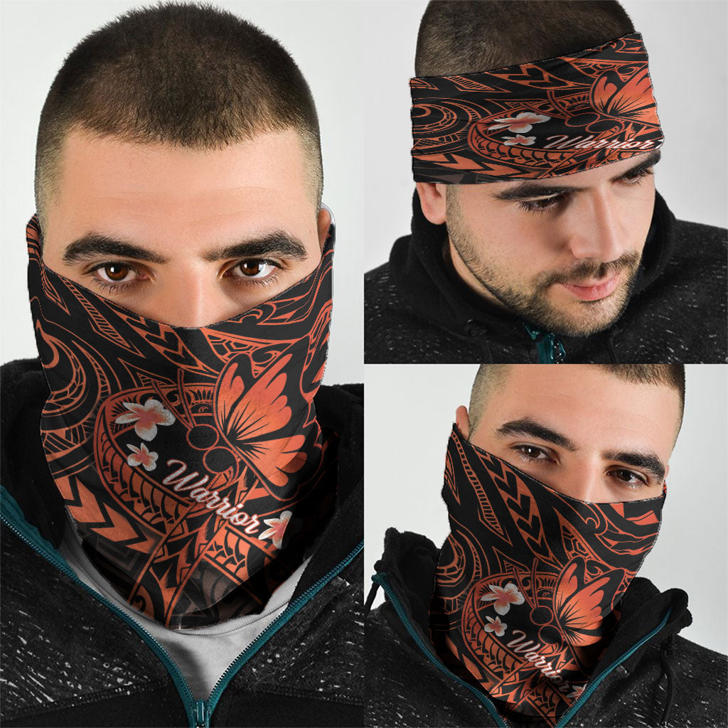Polynesia Leukemia Awareness Month Neck Gaiter Warrior Butterfly Polynesian Orange Ribbon LT14 - Polynesian Pride