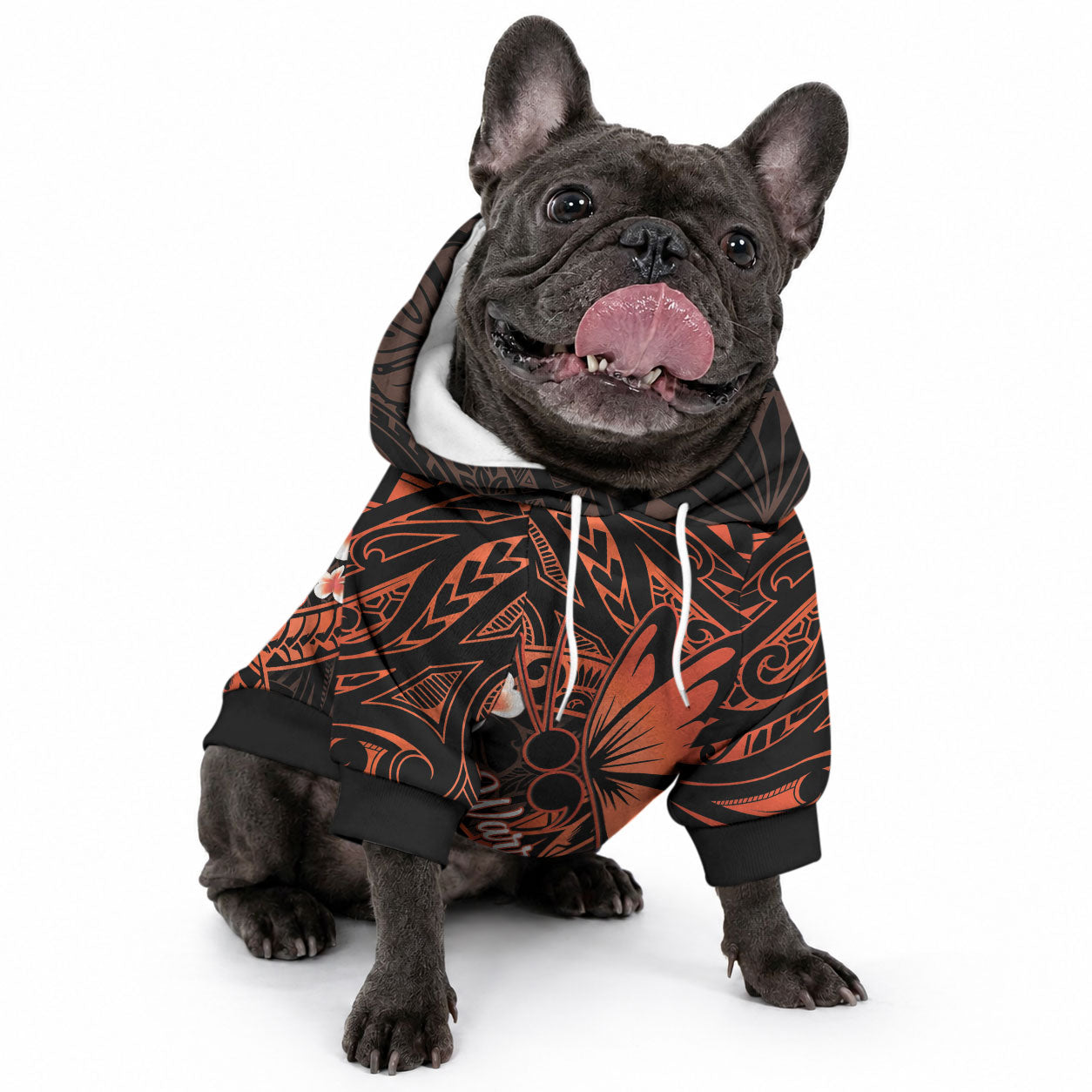Polynesia Leukemia Awareness Month Pet Hoodie Warrior Butterfly Polynesian Orange Ribbon LT14 - Polynesian Pride
