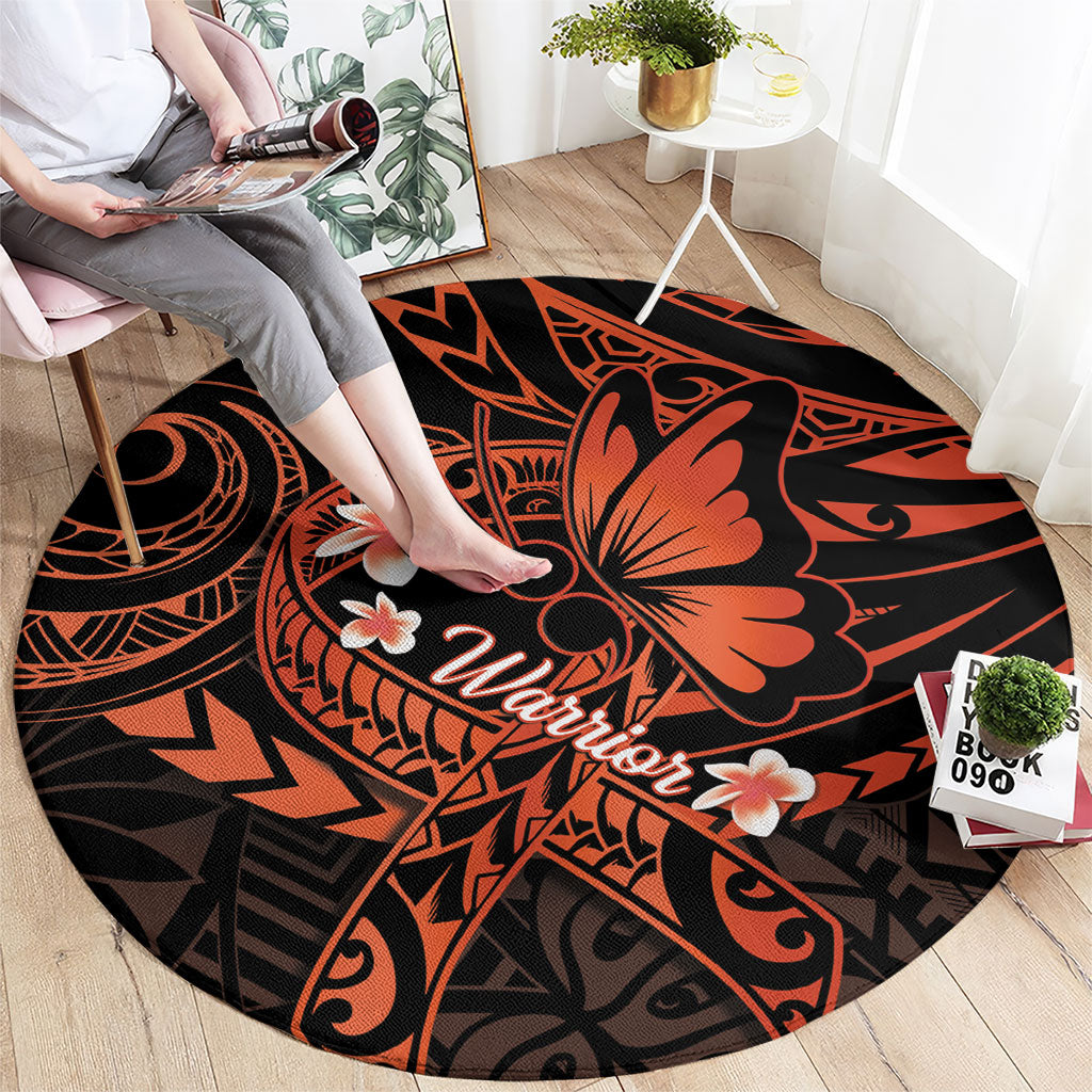 Polynesia Leukemia Awareness Month Round Carpet Warrior Butterfly Polynesian Orange Ribbon LT14 - Polynesian Pride