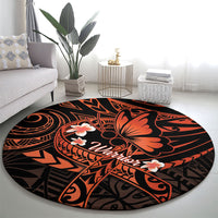 Polynesia Leukemia Awareness Month Round Carpet Warrior Butterfly Polynesian Orange Ribbon LT14 - Polynesian Pride