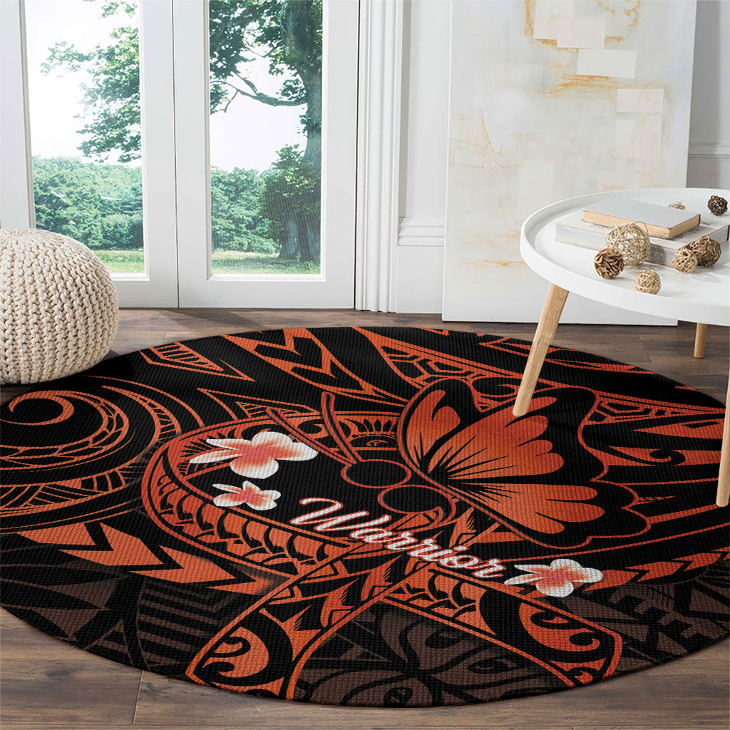 Polynesia Leukemia Awareness Month Round Carpet Warrior Butterfly Polynesian Orange Ribbon LT14 - Polynesian Pride