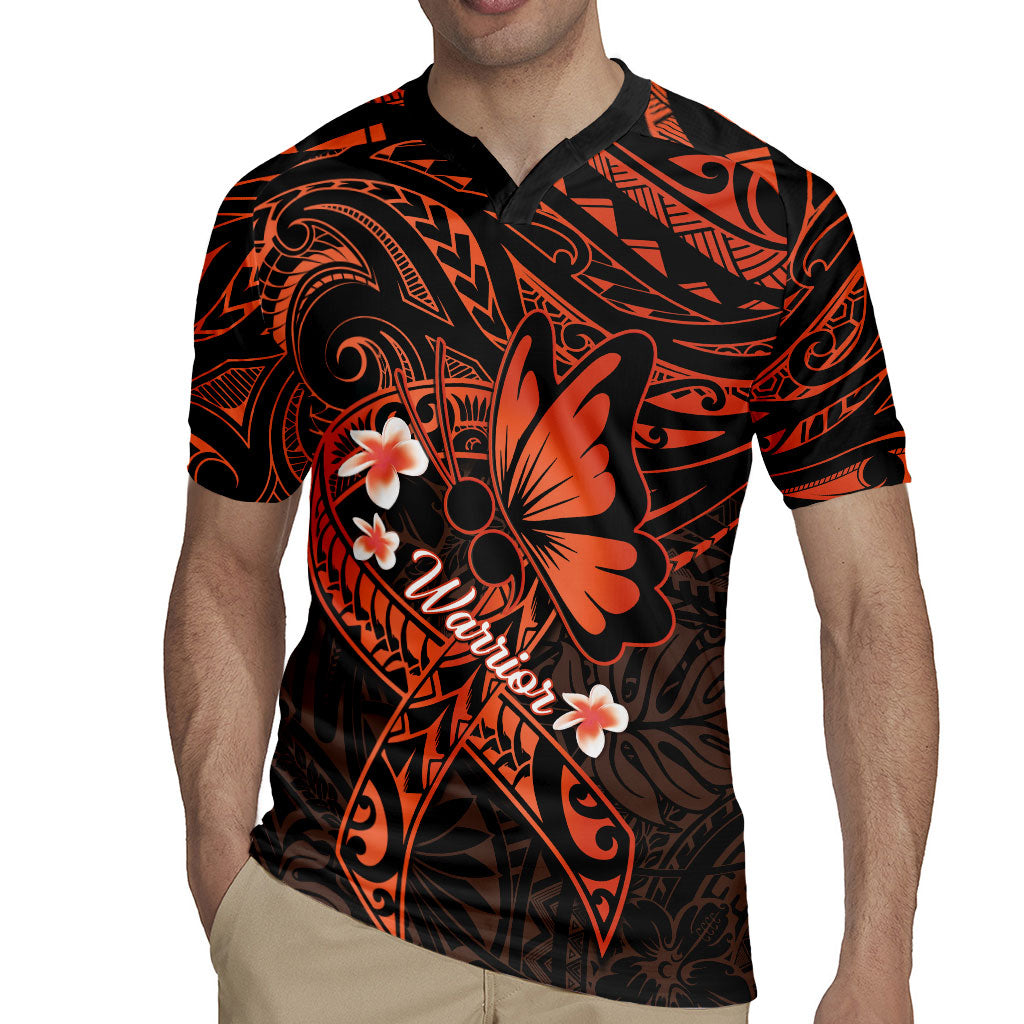 Polynesia Leukemia Awareness Month Rugby Jersey Warrior Butterfly Polynesian Orange Ribbon LT14 - Polynesian Pride
