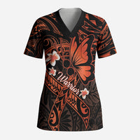 Polynesia Leukemia Awareness Month Scrub Top Warrior Butterfly Polynesian Orange Ribbon LT14 Adult Orange - Polynesian Pride