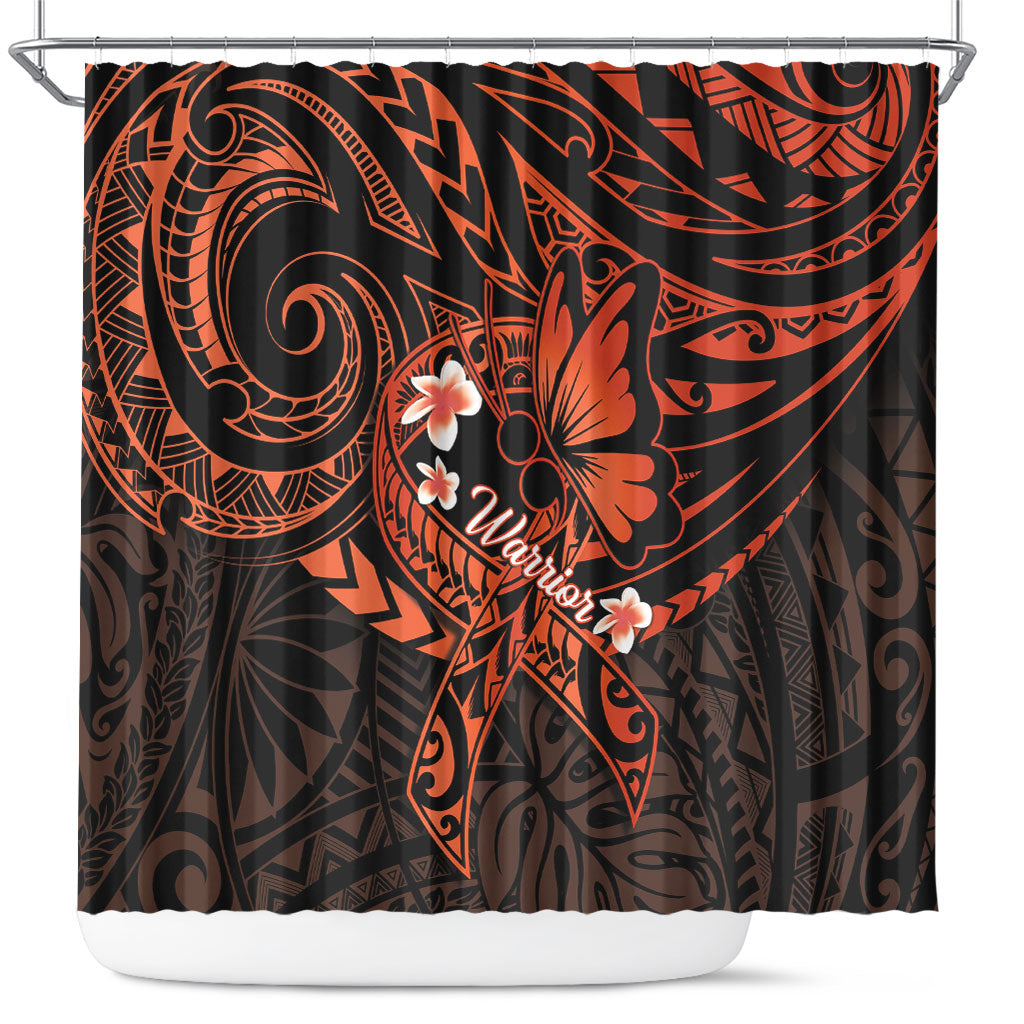 Polynesia Leukemia Awareness Month Shower Curtain Warrior Butterfly Polynesian Orange Ribbon LT14 Orange - Polynesian Pride
