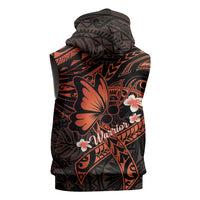 Polynesia Leukemia Awareness Month Sleeveless Hoodie Warrior Butterfly Polynesian Orange Ribbon LT14 - Polynesian Pride