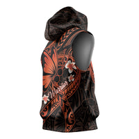 Polynesia Leukemia Awareness Month Sleeveless Hoodie Warrior Butterfly Polynesian Orange Ribbon LT14 - Polynesian Pride