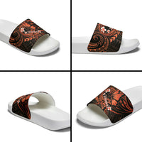 Polynesia Leukemia Awareness Month Slide Sandals Warrior Butterfly Polynesian Orange Ribbon LT14 - Polynesian Pride