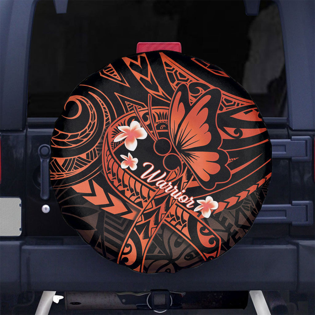 Polynesia Leukemia Awareness Month Spare Tire Cover Warrior Butterfly Polynesian Orange Ribbon LT14 No hole Orange - Polynesian Pride