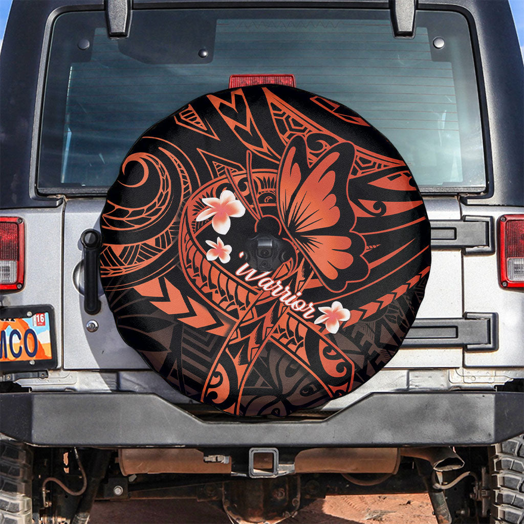 Polynesia Leukemia Awareness Month Spare Tire Cover Warrior Butterfly Polynesian Orange Ribbon LT14 Orange - Polynesian Pride