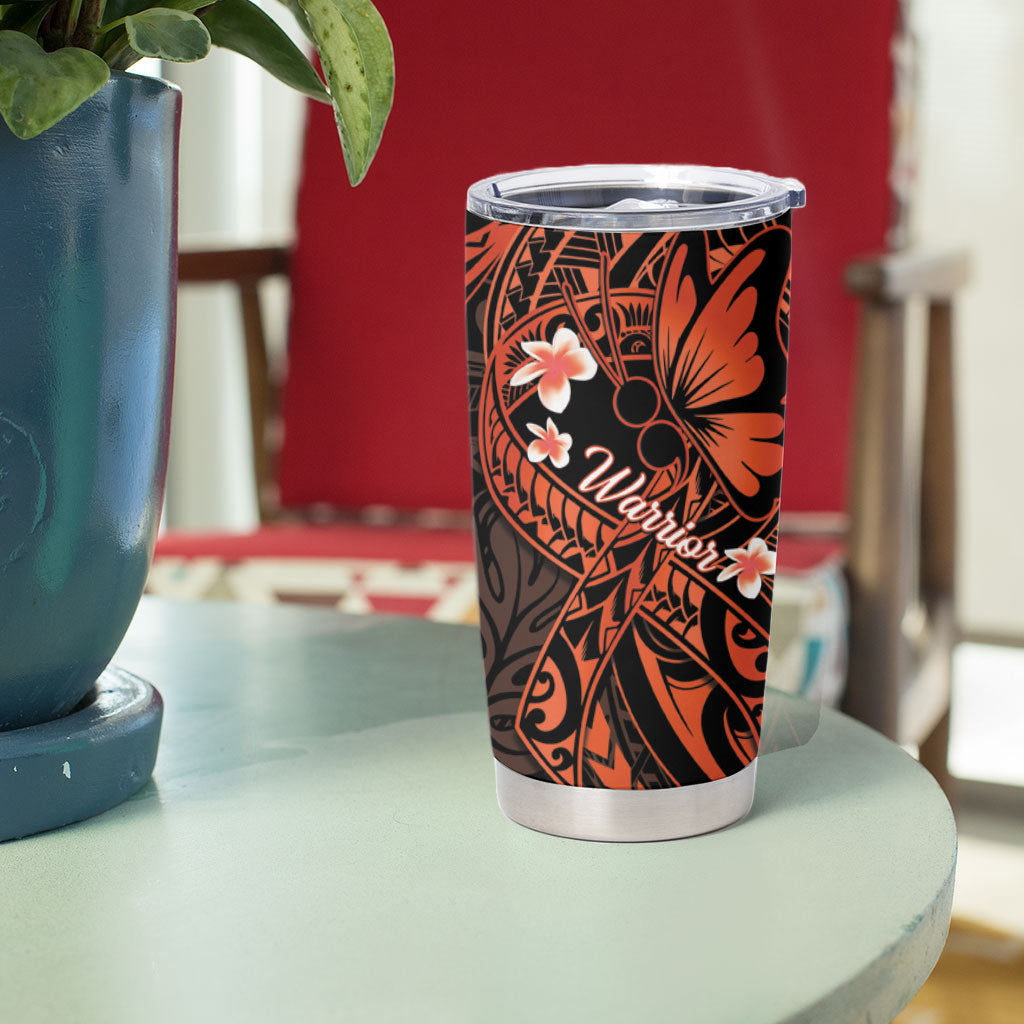 Polynesia Leukemia Awareness Month Tumbler Cup Warrior Butterfly Polynesian Orange Ribbon LT14 - Polynesian Pride