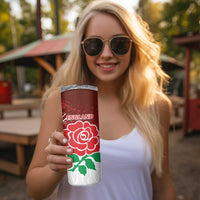 New Zealand And England Rugby Skinny Tumbler World Cup All Black Combine Red Roses LT14 - Polynesian Pride
