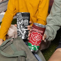 New Zealand And England Rugby Tumbler Cup World Cup All Black Combine Red Roses LT14 - Polynesian Pride