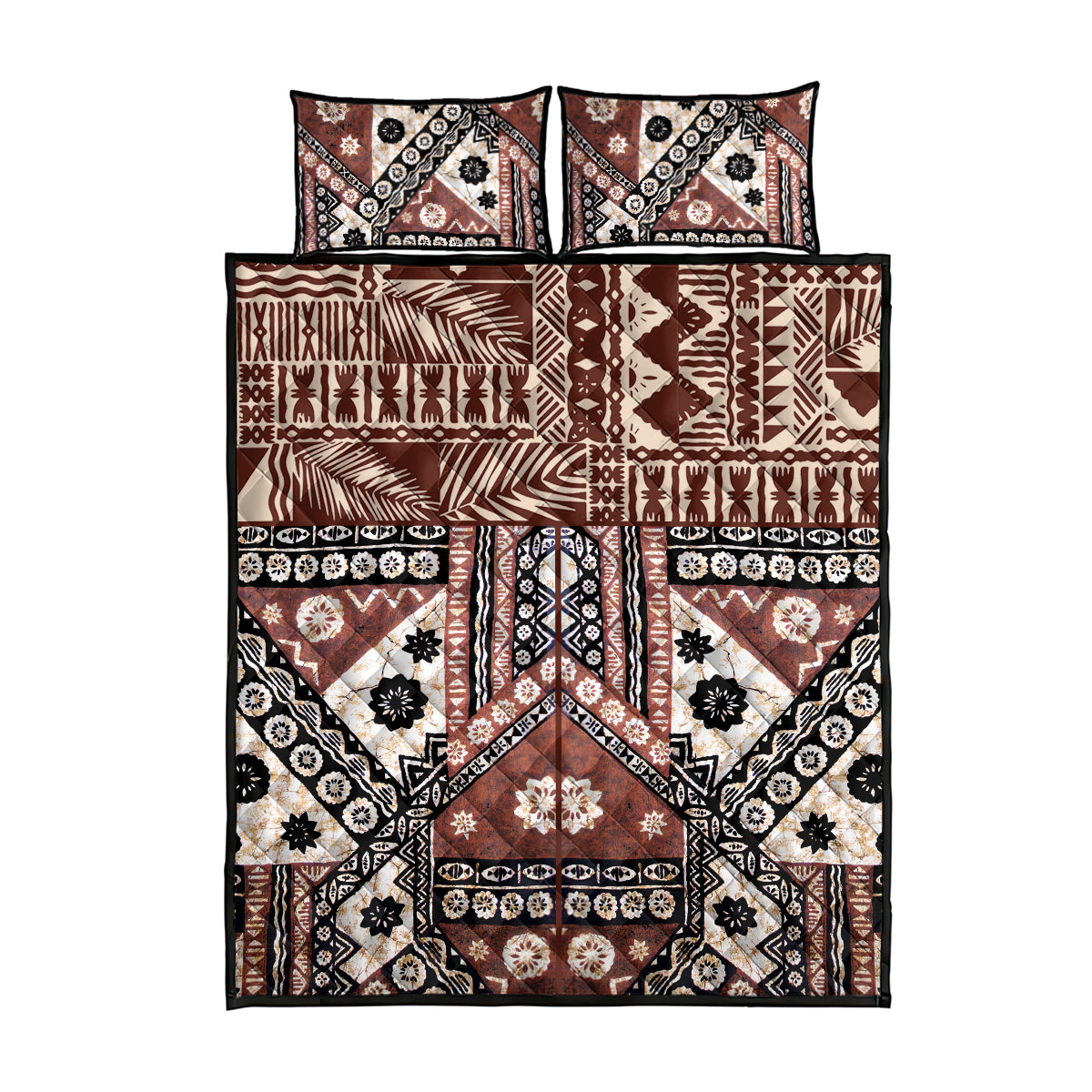 Bula Fiji Quilt Bed Set Unique Masi Tapa Pattern LT14
