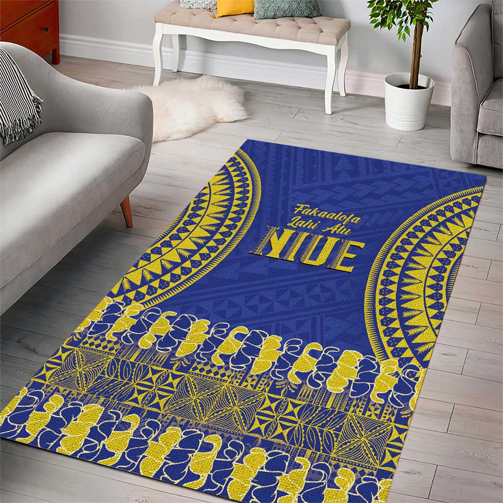 Fakaalofa Lahi Atu Niue Area Rug Siapo Pattern With Puakenikeni