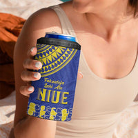 Fakaalofa Lahi Atu Niue 4 in 1 Can Cooler Tumbler Siapo Pattern With Puakenikeni