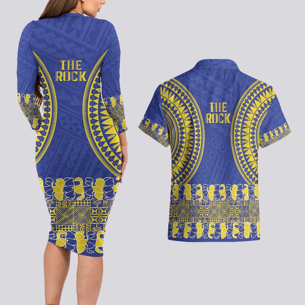 Fakaalofa Lahi Atu Niue Couples Matching Long Sleeve Bodycon Dress and Hawaiian Shirt Siapo Pattern With Puakenikeni LT14 - Polynesian Pride