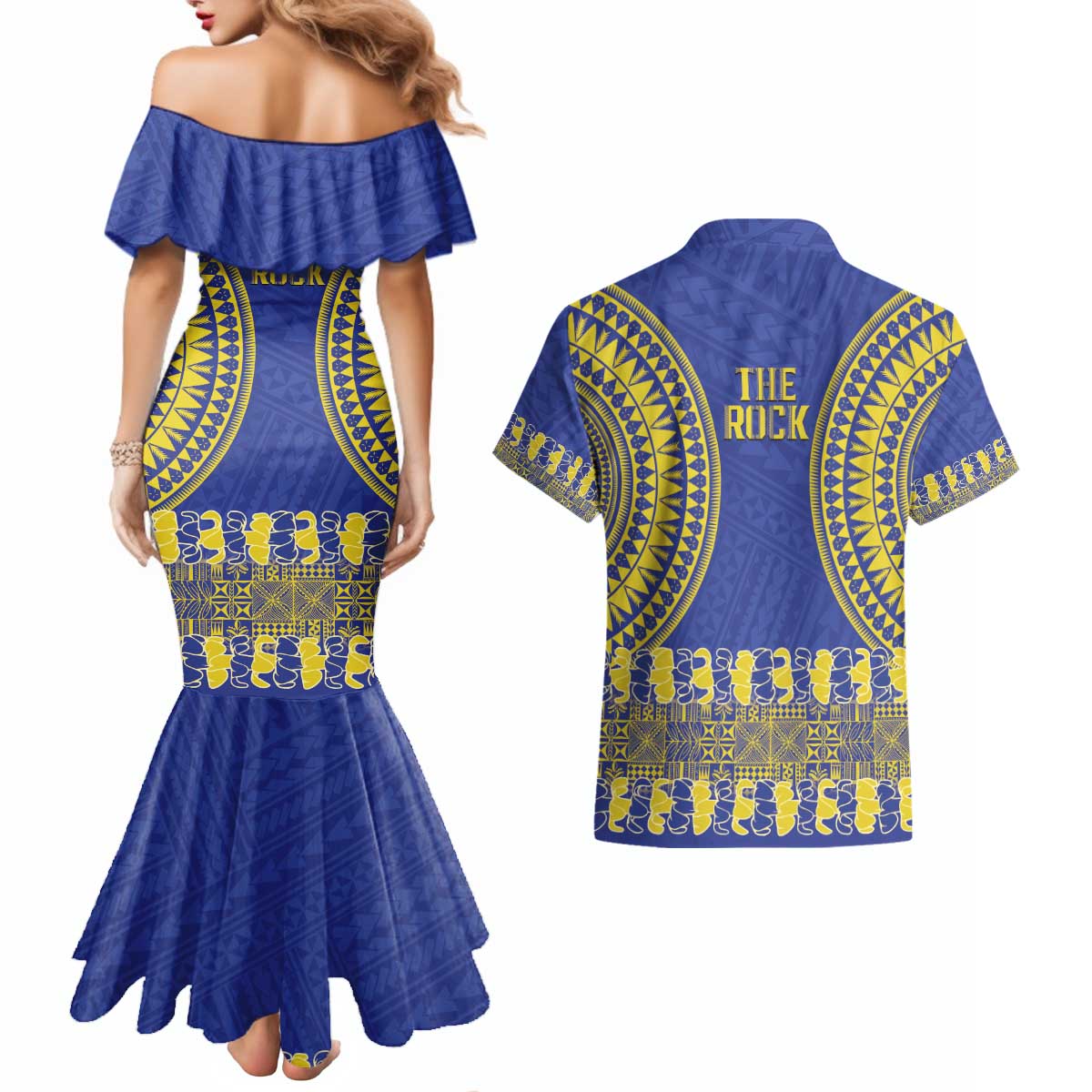 Fakaalofa Lahi Atu Niue Couples Matching Mermaid Dress and Hawaiian Shirt Siapo Pattern With Puakenikeni LT14 - Polynesian Pride