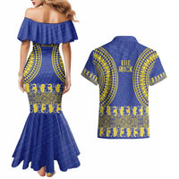 Fakaalofa Lahi Atu Niue Couples Matching Mermaid Dress and Hawaiian Shirt Siapo Pattern With Puakenikeni LT14 - Polynesian Pride