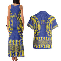 Fakaalofa Lahi Atu Niue Couples Matching Tank Maxi Dress and Hawaiian Shirt Siapo Pattern With Puakenikeni LT14 - Polynesian Pride