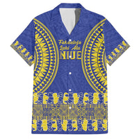 Fakaalofa Lahi Atu Niue Family Matching Long Sleeve Bodycon Dress and Hawaiian Shirt Siapo Pattern With Puakenikeni LT14 Dad's Shirt - Short Sleeve Blue - Polynesian Pride