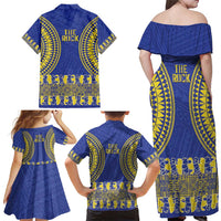 Fakaalofa Lahi Atu Niue Family Matching Off Shoulder Maxi Dress and Hawaiian Shirt Siapo Pattern With Puakenikeni LT14 - Polynesian Pride