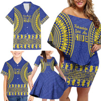 Fakaalofa Lahi Atu Niue Family Matching Off Shoulder Short Dress and Hawaiian Shirt Siapo Pattern With Puakenikeni LT14 - Polynesian Pride