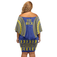 Fakaalofa Lahi Atu Niue Family Matching Off Shoulder Short Dress and Hawaiian Shirt Siapo Pattern With Puakenikeni LT14 - Polynesian Pride