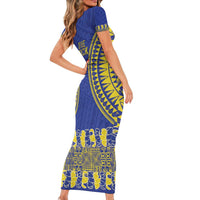 Fakaalofa Lahi Atu Niue Family Matching Short Sleeve Bodycon Dress and Hawaiian Shirt Siapo Pattern With Puakenikeni LT14 - Polynesian Pride