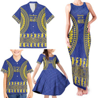 Fakaalofa Lahi Atu Niue Family Matching Tank Maxi Dress and Hawaiian Shirt Siapo Pattern With Puakenikeni LT14 - Polynesian Pride