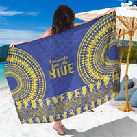 Fakaalofa Lahi Atu Niue Sarong Siapo Pattern With Puakenikeni LT14 One Size 44 x 66 inches Blue - Polynesian Pride