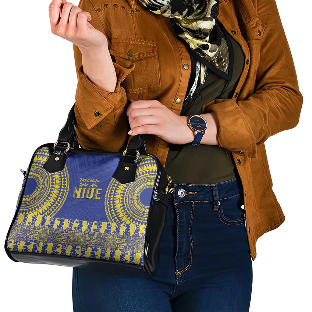 Fakaalofa Lahi Atu Niue Shoulder Handbag Siapo Pattern With Puakenikeni