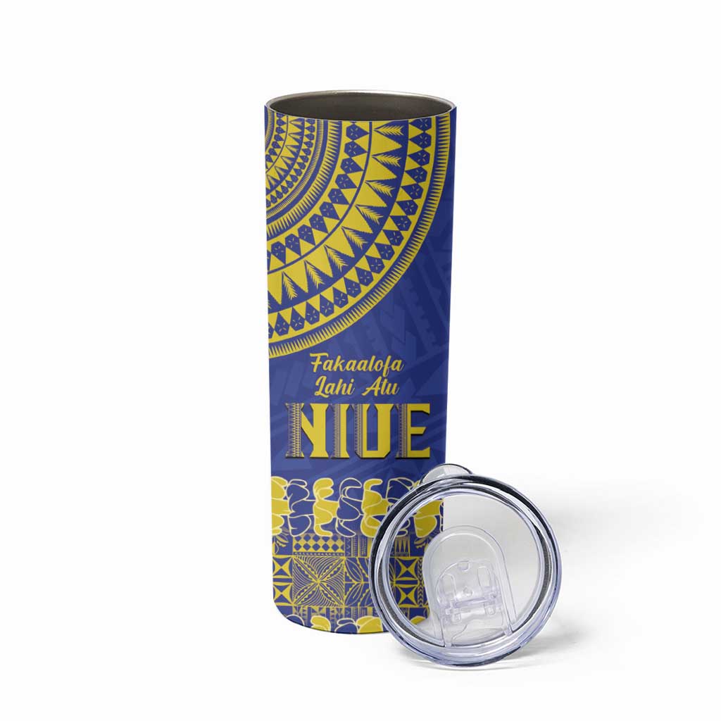 Fakaalofa Lahi Atu Niue Skinny Tumbler Siapo Pattern With Puakenikeni LT14 - Polynesian Pride
