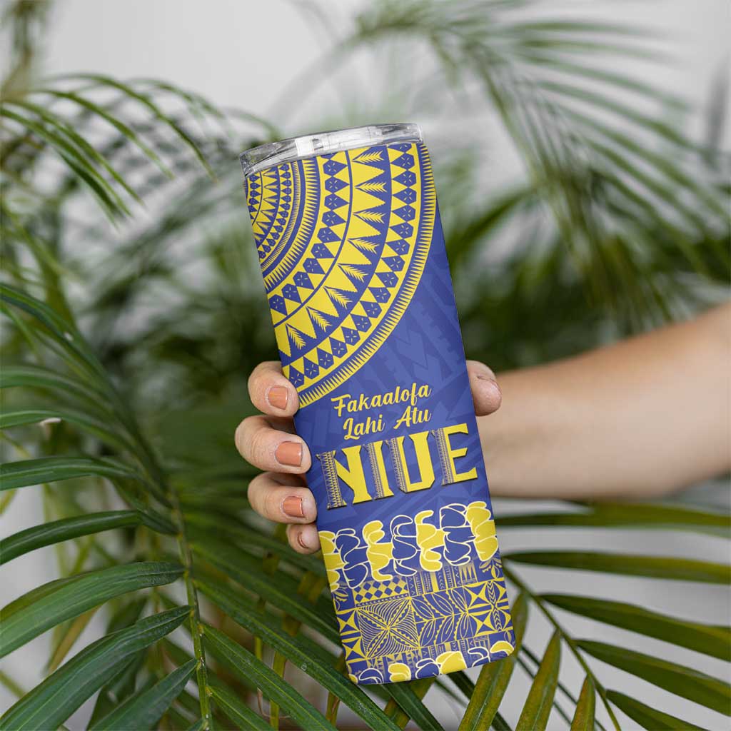 Fakaalofa Lahi Atu Niue Skinny Tumbler Siapo Pattern With Puakenikeni LT14 - Polynesian Pride