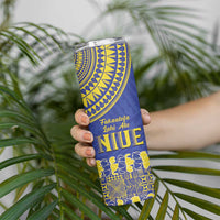Fakaalofa Lahi Atu Niue Skinny Tumbler Siapo Pattern With Puakenikeni LT14 - Polynesian Pride