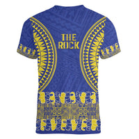 Fakaalofa Lahi Atu Niue Women V-Neck T-Shirt Siapo Pattern With Puakenikeni LT14 - Polynesian Pride