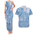 Niue Language Week Couples Matching Tank Maxi Dress and Hawaiian Shirt The Rock Coconut Crab - Siapo Blue Pastel