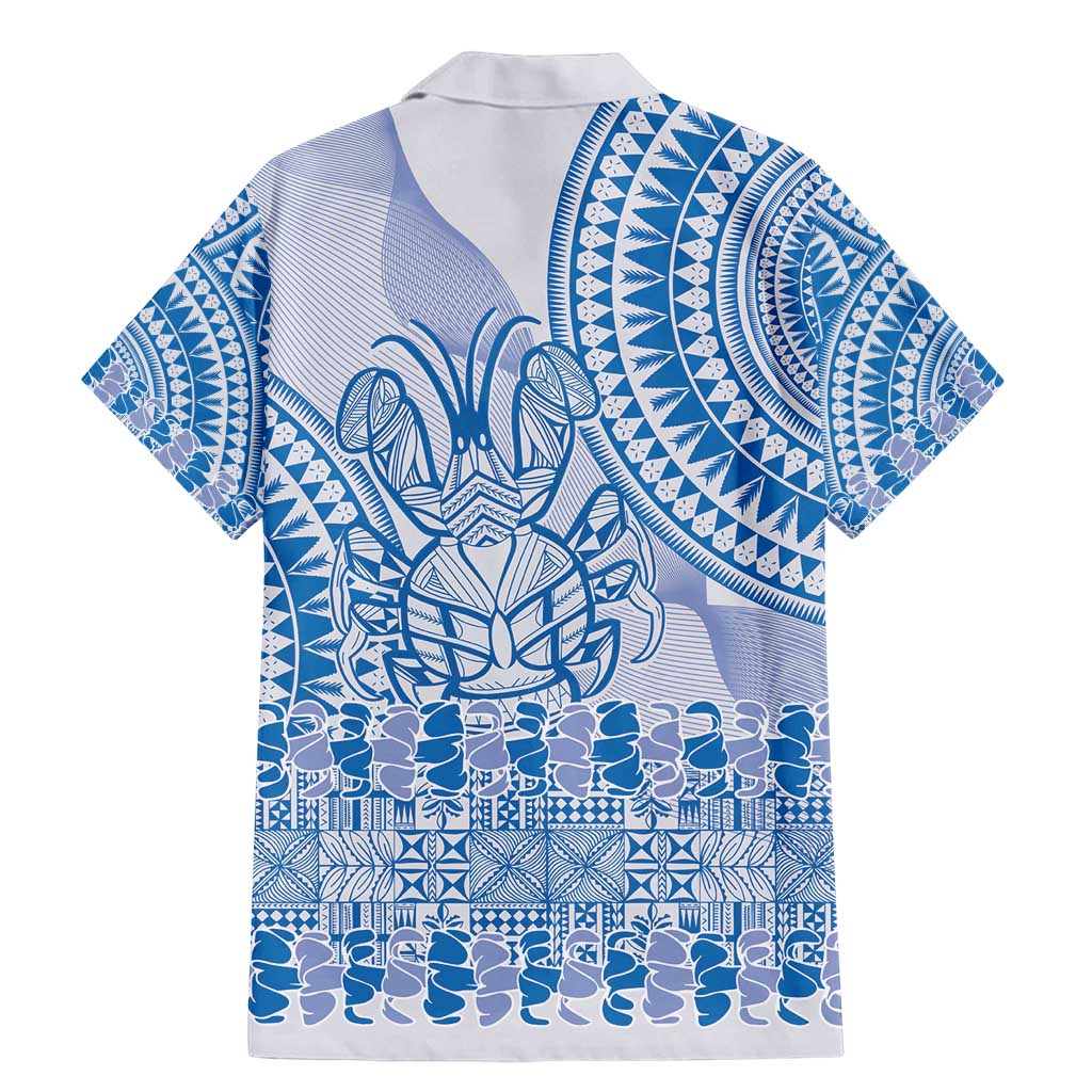 Niue Language Week Family Matching Mermaid Dress and Hawaiian Shirt The Rock Coconut Crab - Siapo Blue Pastel LT14 - Polynesian Pride