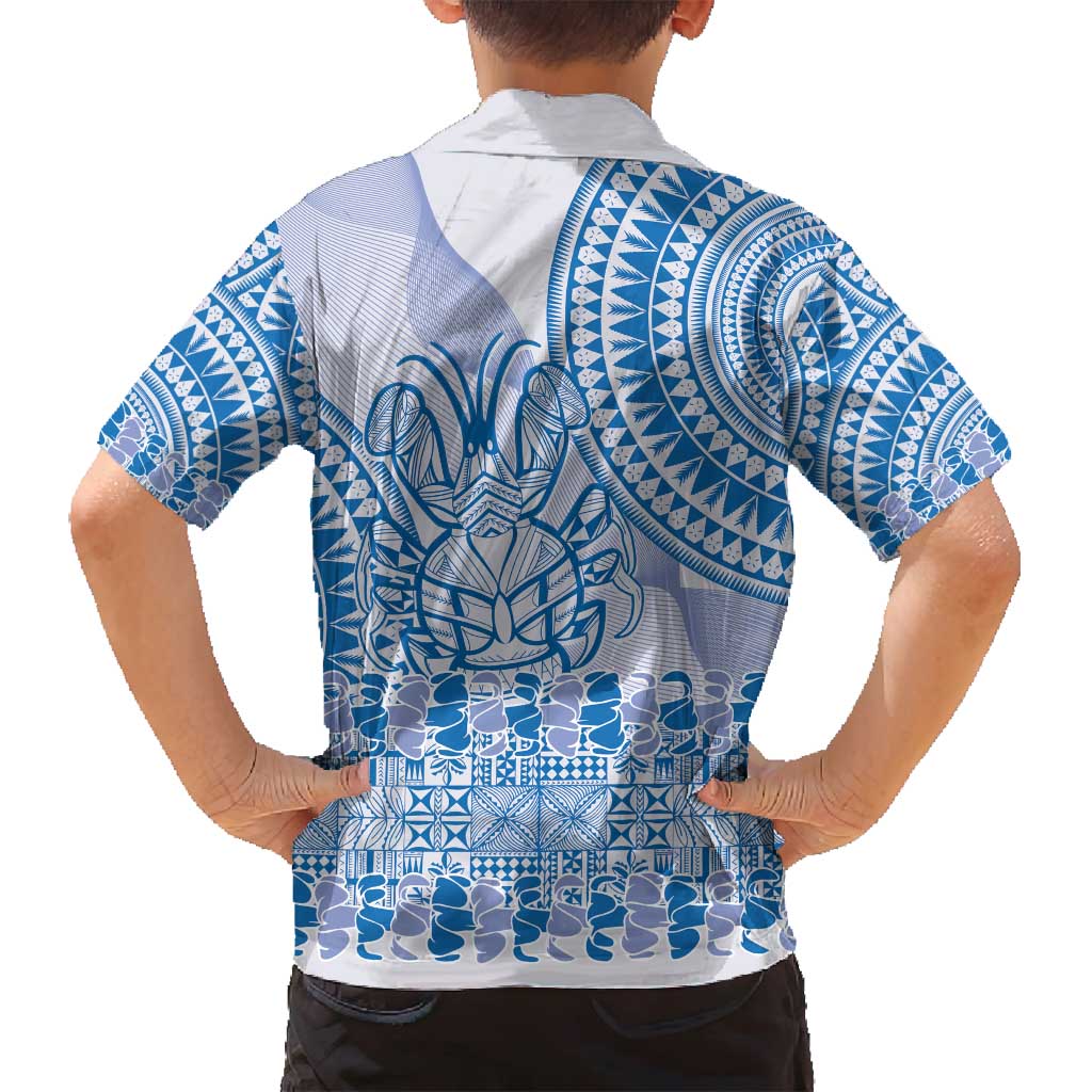 Niue Language Week Family Matching Tank Maxi Dress and Hawaiian Shirt The Rock Coconut Crab - Siapo Blue Pastel LT14 - Polynesian Pride