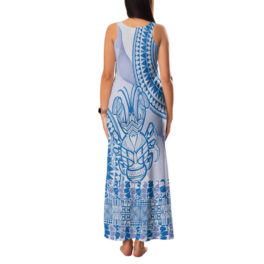 Niue Language Week Family Matching Tank Maxi Dress and Hawaiian Shirt The Rock Coconut Crab - Siapo Blue Pastel LT14 - Polynesian Pride