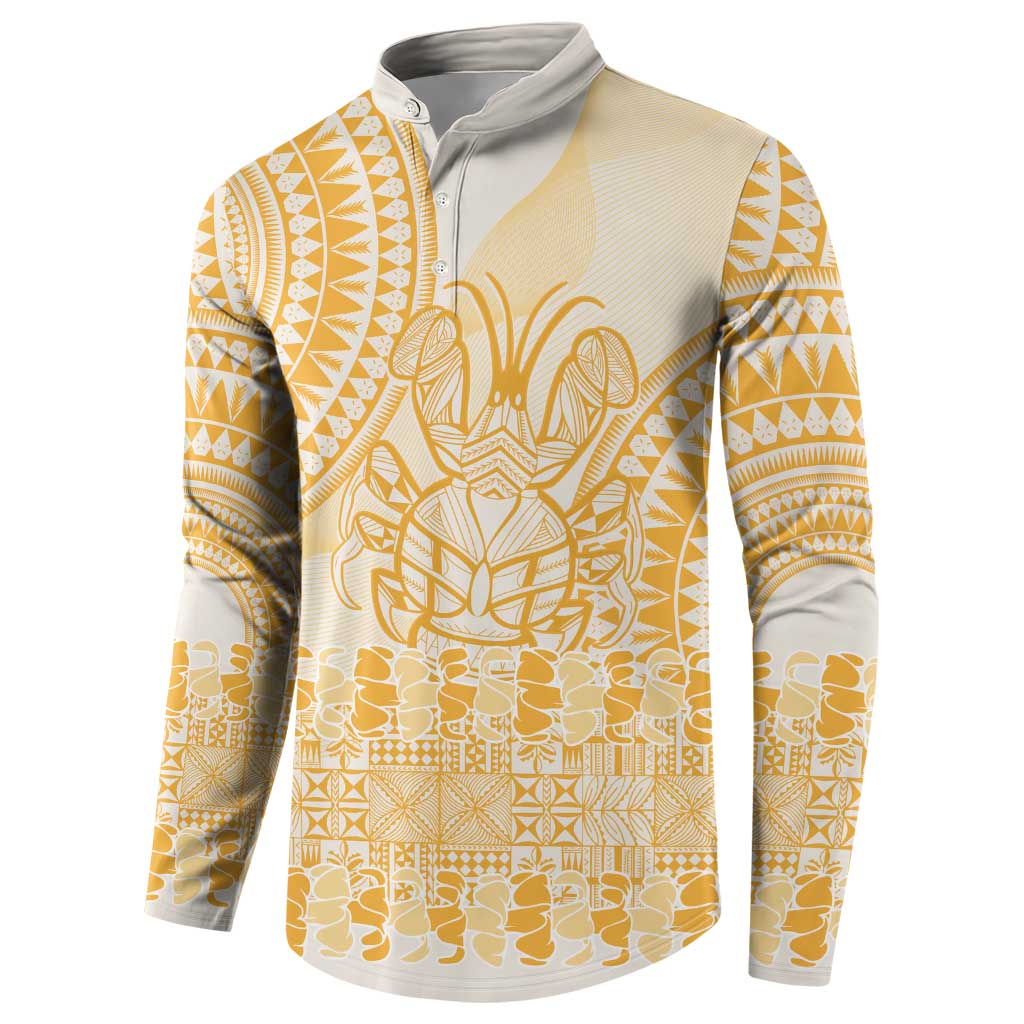 Niue Language Week Button Sweatshirt The Rock Coconut Crab - Siapo Gold Pastel