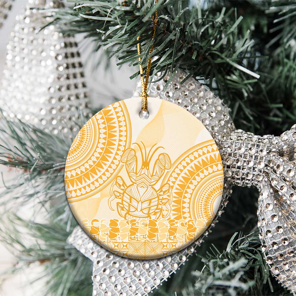 Niue Language Week Ceramic Ornament The Rock Coconut Crab - Siapo Gold Pastel