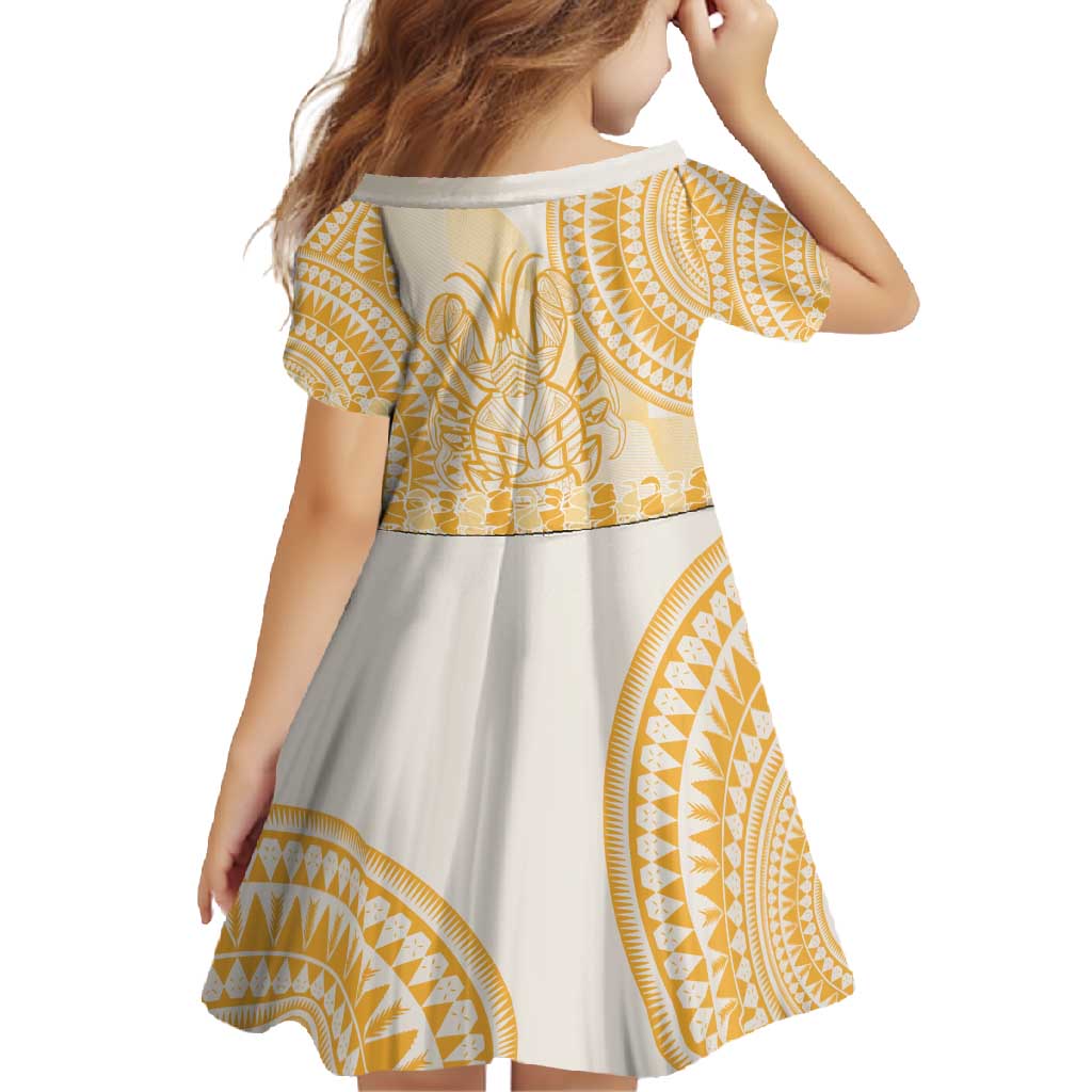 Niue Language Week Family Matching Off Shoulder Maxi Dress and Hawaiian Shirt The Rock Coconut Crab - Siapo Gold Pastel LT14 - Polynesian Pride