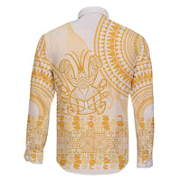 Niue Language Week Family Matching Off Shoulder Short Dress and Hawaiian Shirt The Rock Coconut Crab - Siapo Gold Pastel LT14 - Polynesian Pride