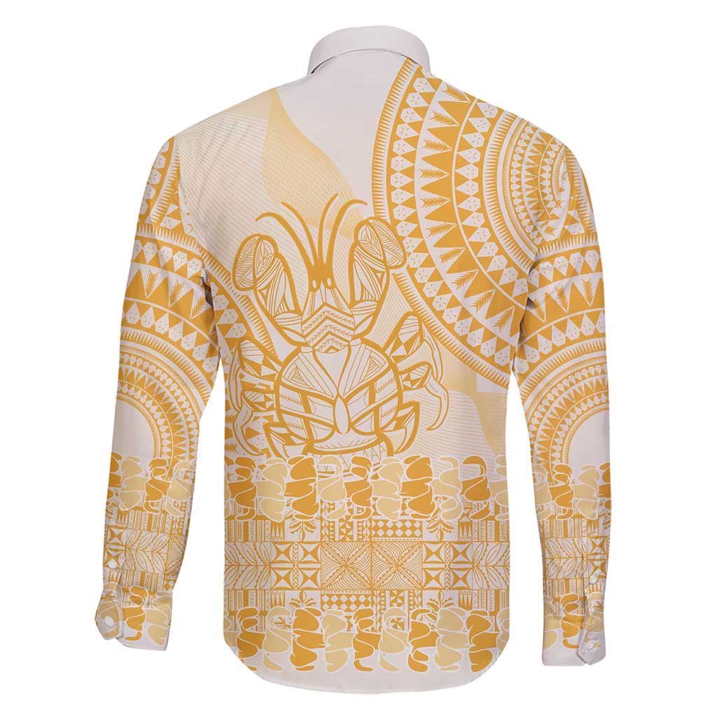 Niue Language Week Family Matching Puletasi and Hawaiian Shirt The Rock Coconut Crab - Siapo Gold Pastel LT14 - Polynesian Pride