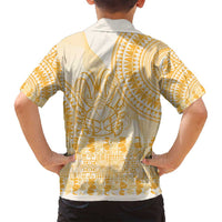 Niue Language Week Family Matching Summer Maxi Dress and Hawaiian Shirt The Rock Coconut Crab - Siapo Gold Pastel LT14 - Polynesian Pride