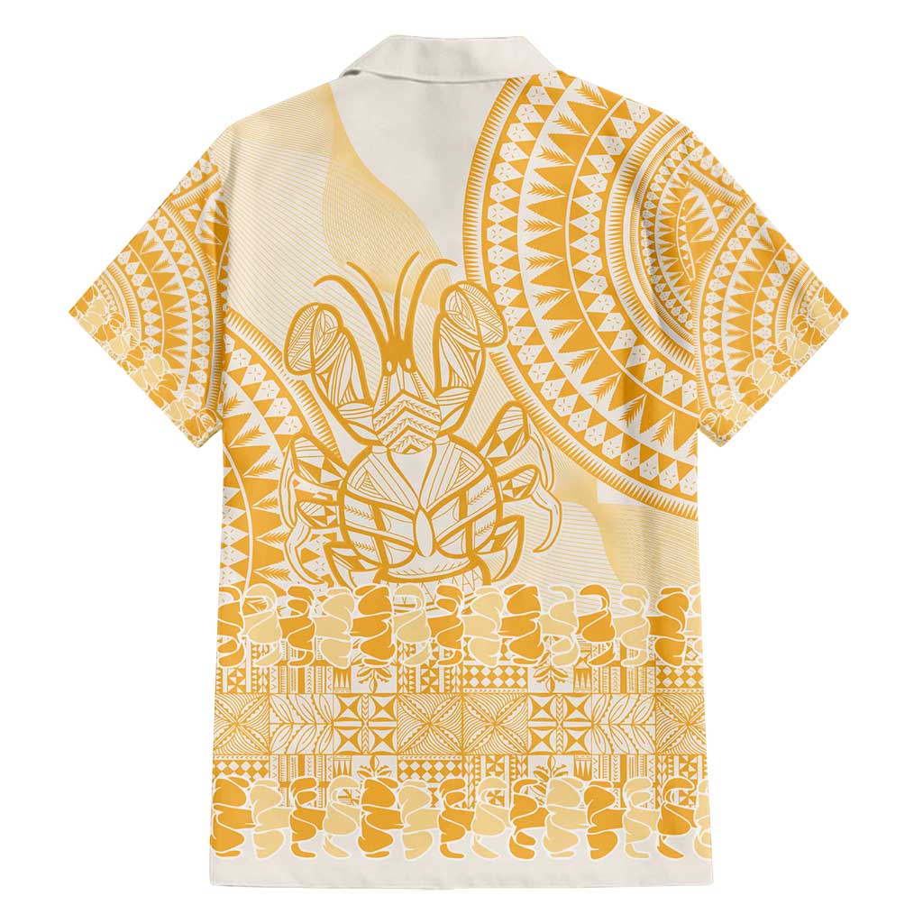 Niue Language Week Family Matching Summer Maxi Dress and Hawaiian Shirt The Rock Coconut Crab - Siapo Gold Pastel LT14 - Polynesian Pride