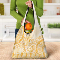 Niue Language Week Grocery Bag The Rock Coconut Crab - Siapo Gold Pastel
