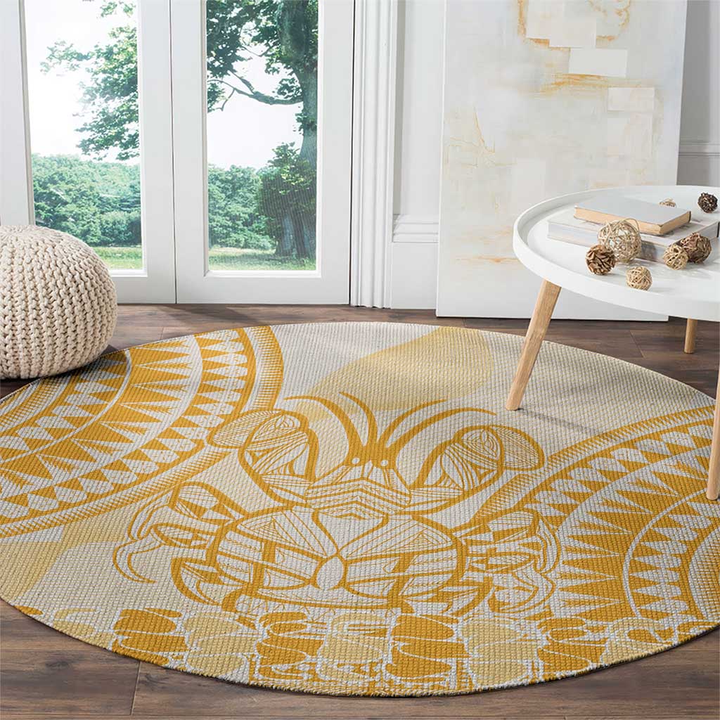 Niue Language Week Round Carpet The Rock Coconut Crab - Siapo Gold Pastel