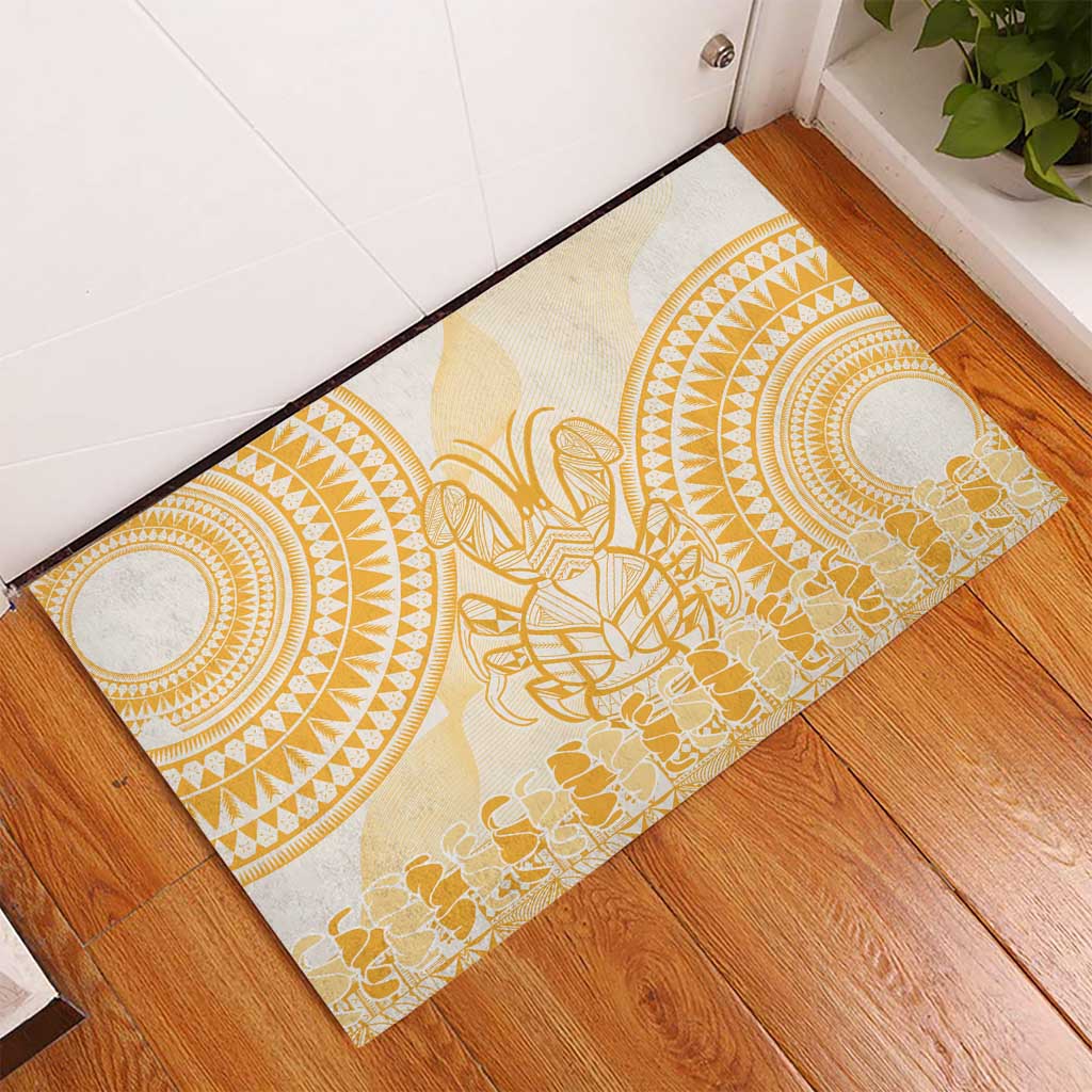 Niue Language Week Rubber Doormat The Rock Coconut Crab - Siapo Gold Pastel